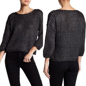 David Naman Sweater Small Top Gray Black Women Miranda Nordstrom Crew Knit Cozy